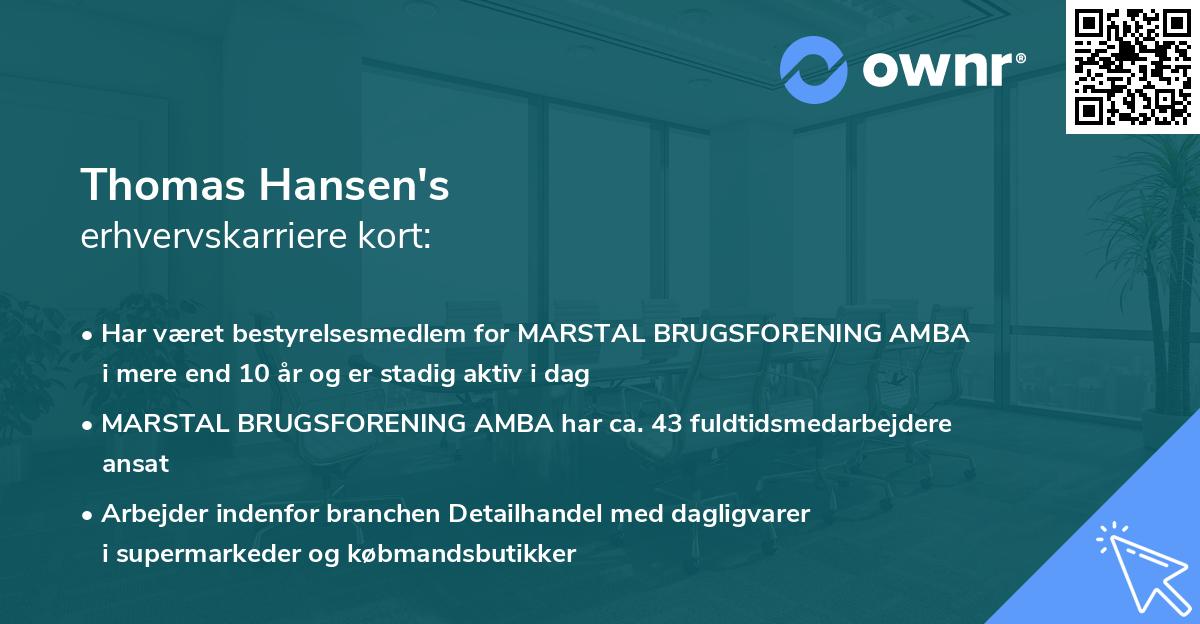 Thomas Hansen's erhvervskarriere kort