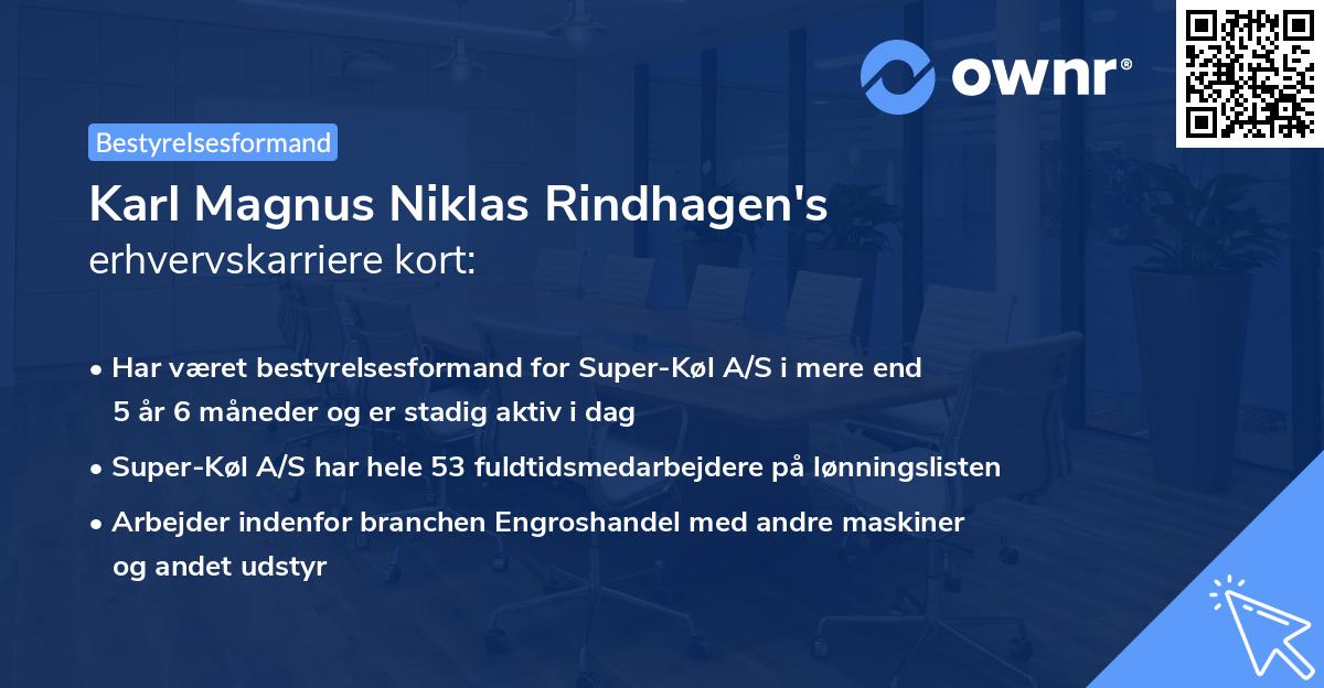 Karl Magnus Niklas Rindhagen's erhvervskarriere kort