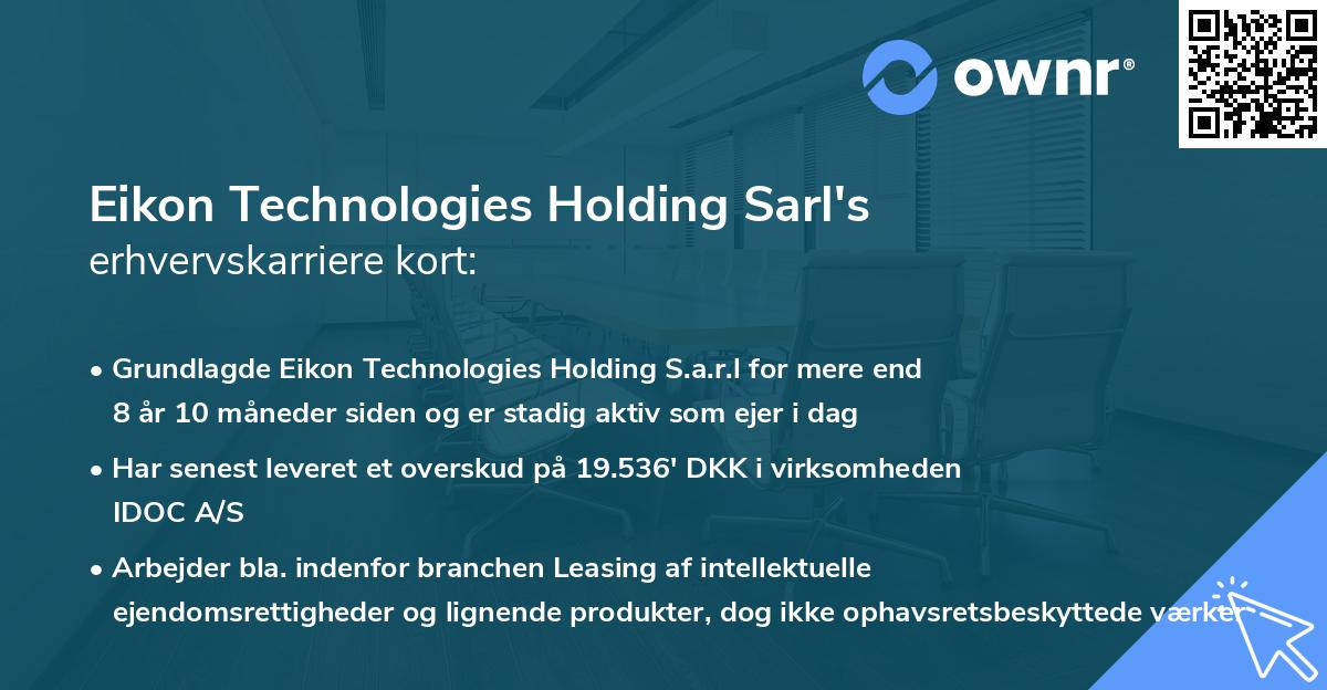 Eikon Technologies Holding Sarl's erhvervskarriere kort