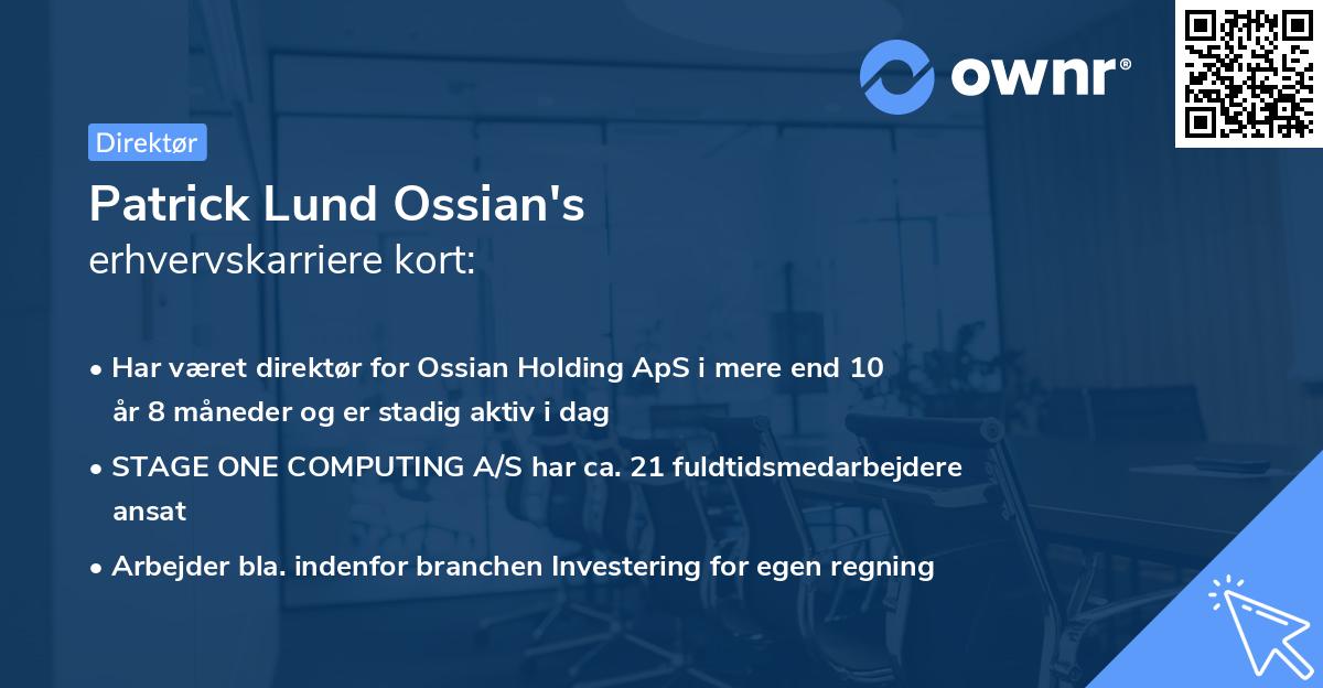 Patrick Lund Ossian's erhvervskarriere kort