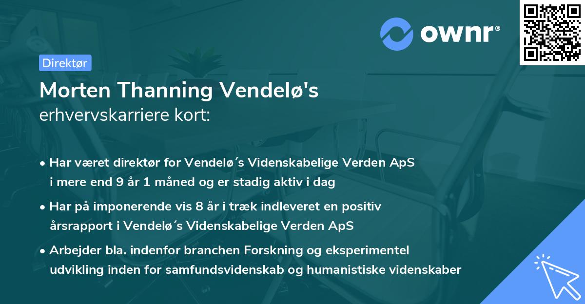 Morten Thanning Vendelø's erhvervskarriere kort