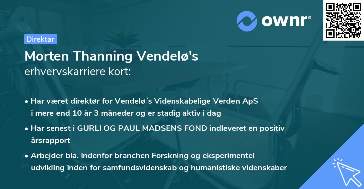 Morten Thanning Vendelø's erhvervskarriere kort