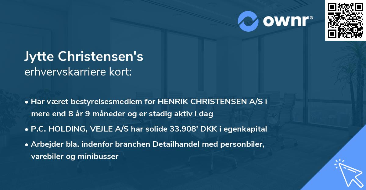 Jytte Christensen's erhvervskarriere kort