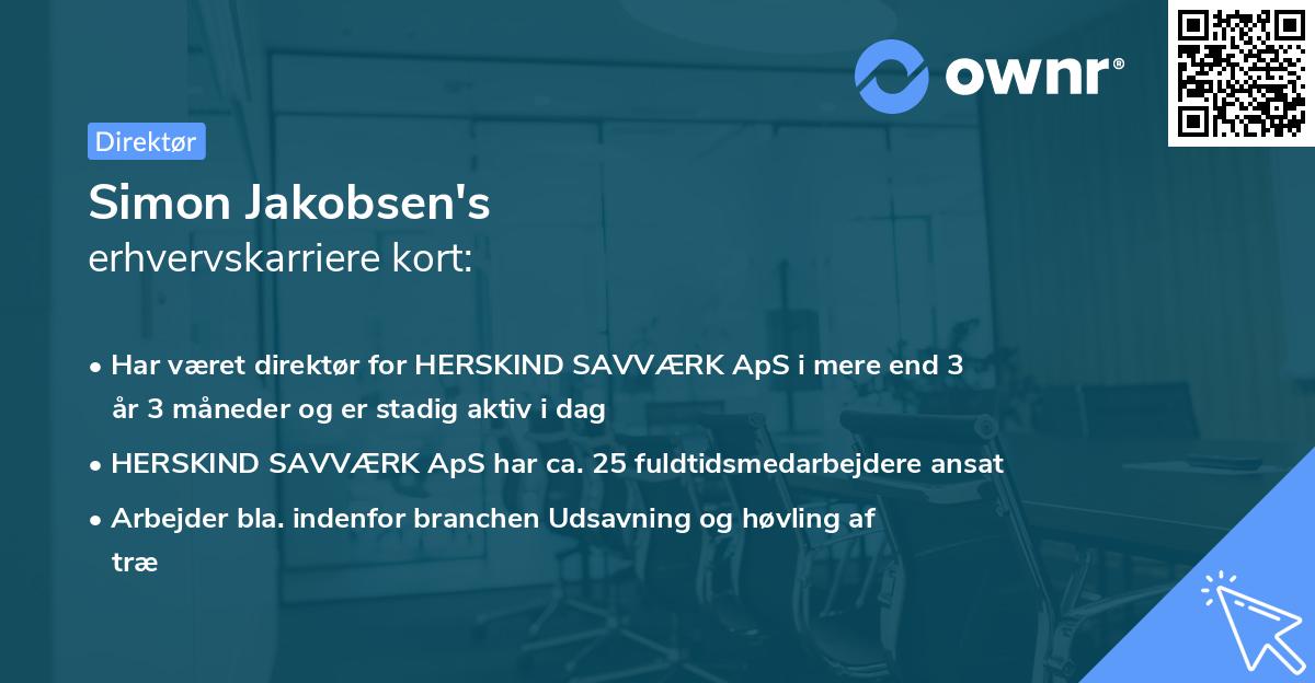 Simon Jakobsen's erhvervskarriere kort
