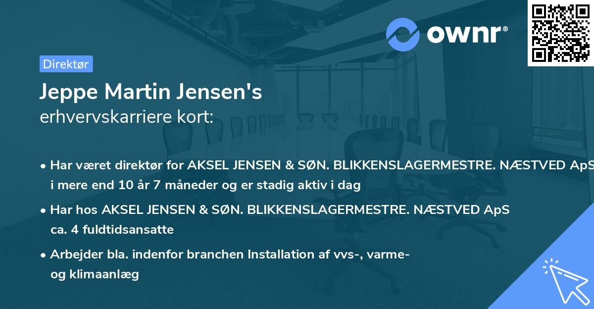 Jeppe Martin Jensen's erhvervskarriere kort