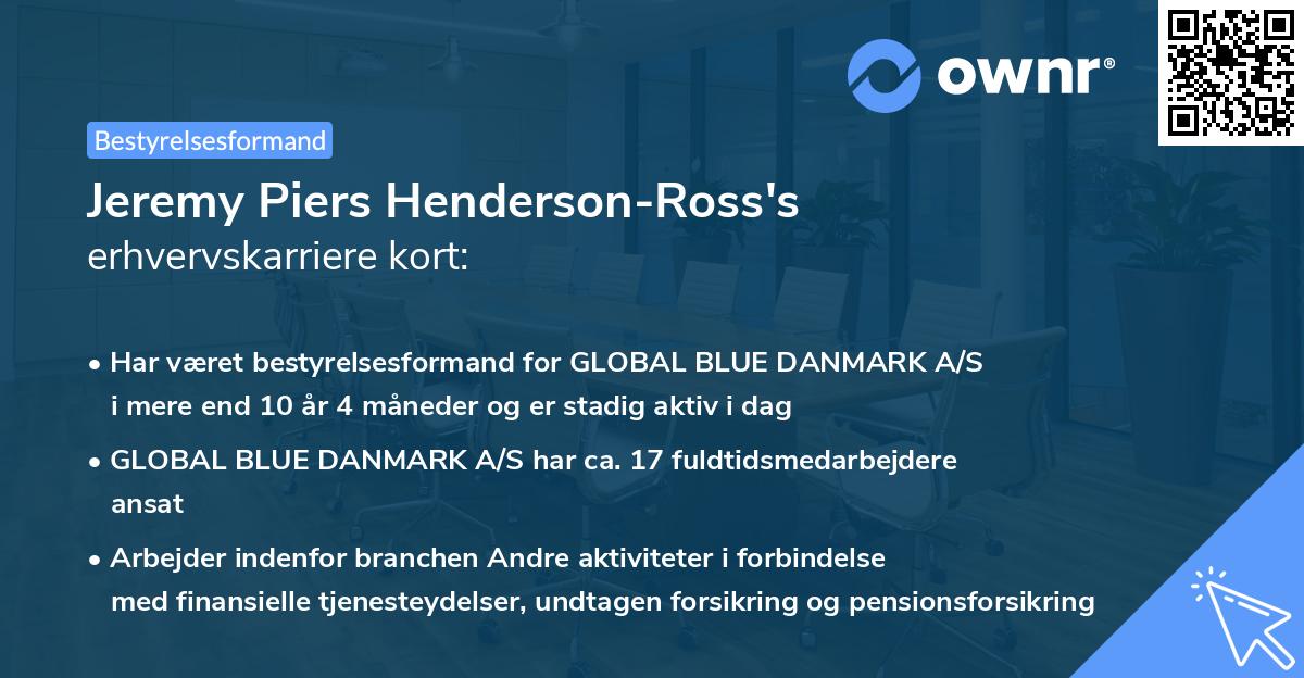 Jeremy Piers Henderson-Ross's erhvervskarriere kort