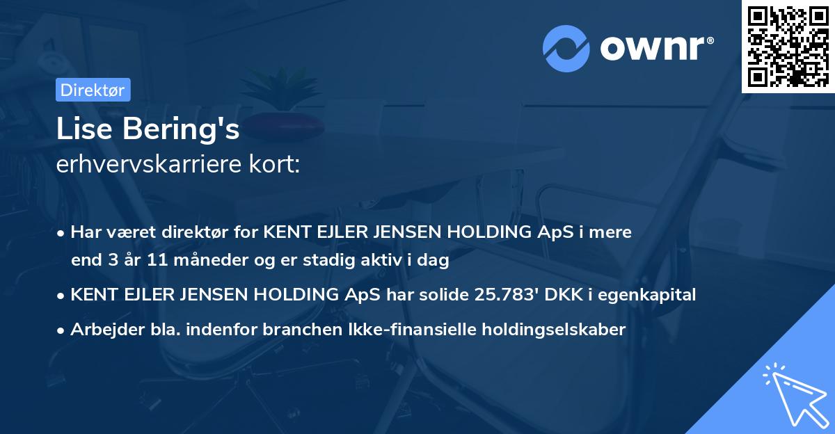 Lise Bering's erhvervskarriere kort