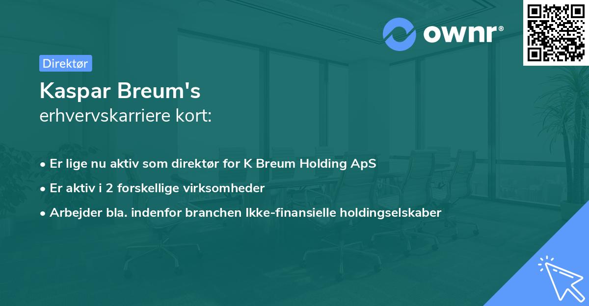 Kaspar Breum's erhvervskarriere kort