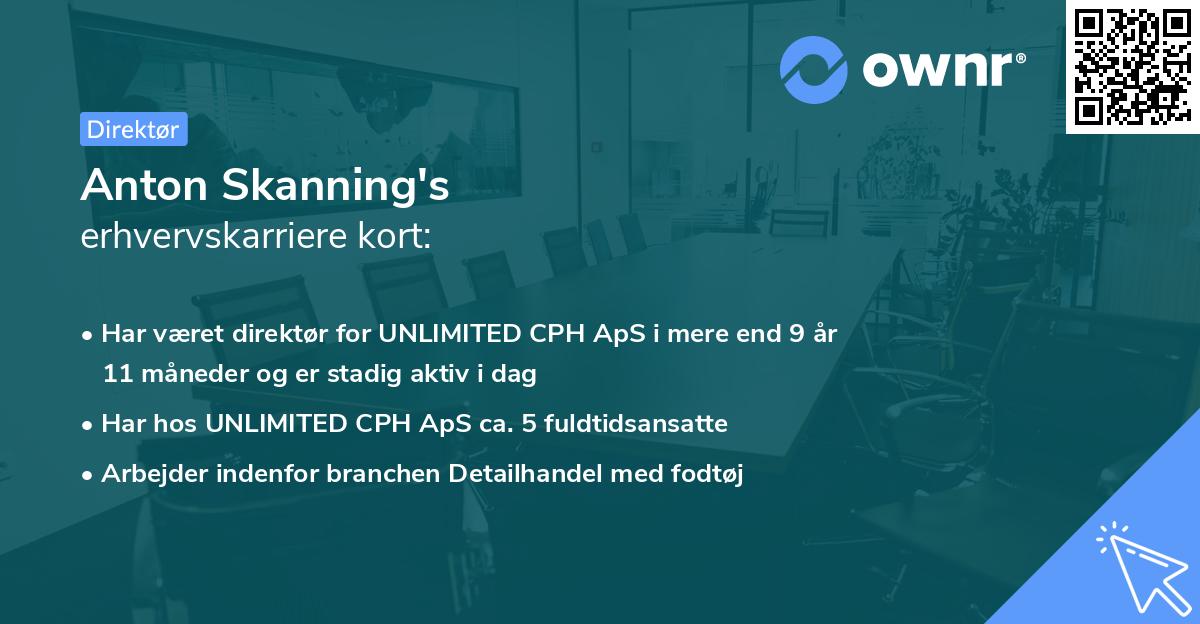 Anton Skanning's erhvervskarriere kort