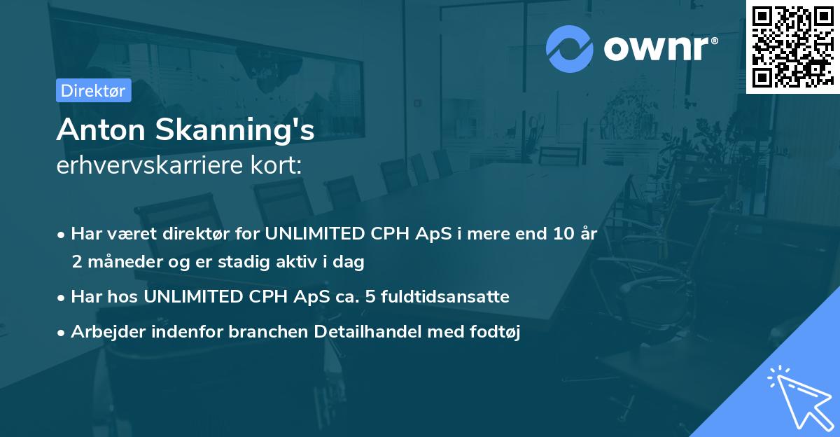 Anton Skanning's erhvervskarriere kort
