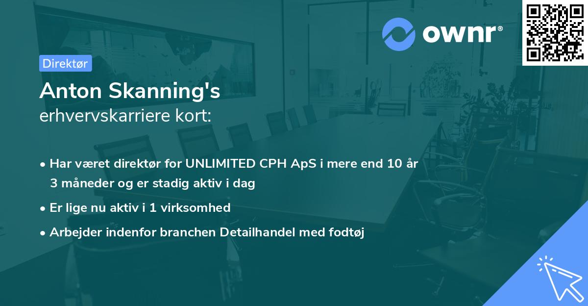 Anton Skanning's erhvervskarriere kort