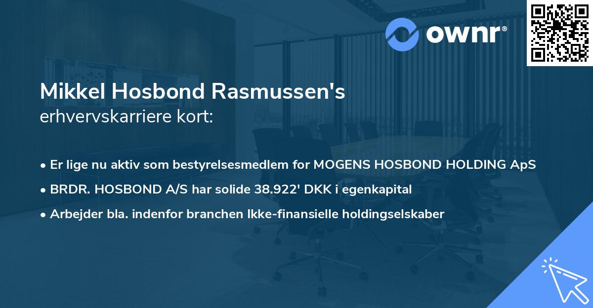 Mikkel Hosbond Rasmussen's erhvervskarriere kort