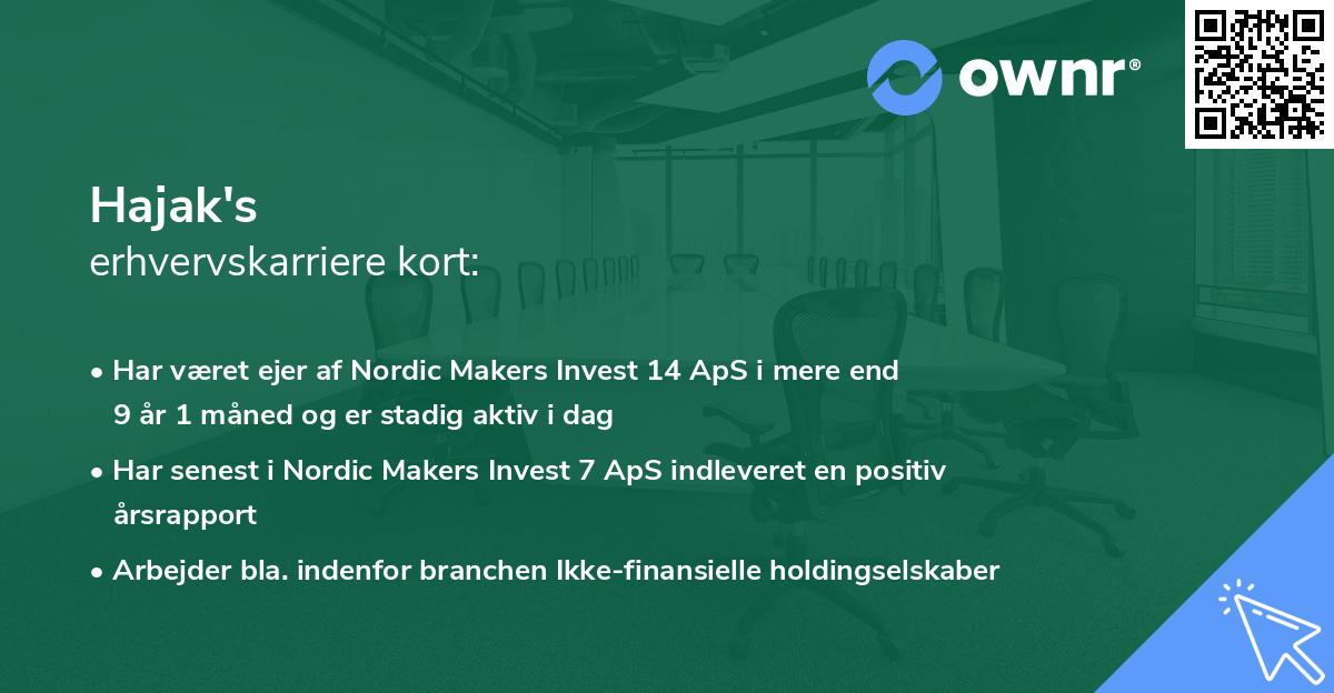 Hajak's erhvervskarriere kort
