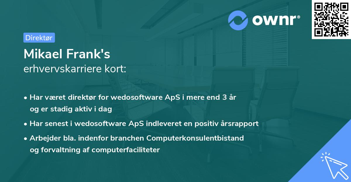 Mikael Frank's erhvervskarriere kort