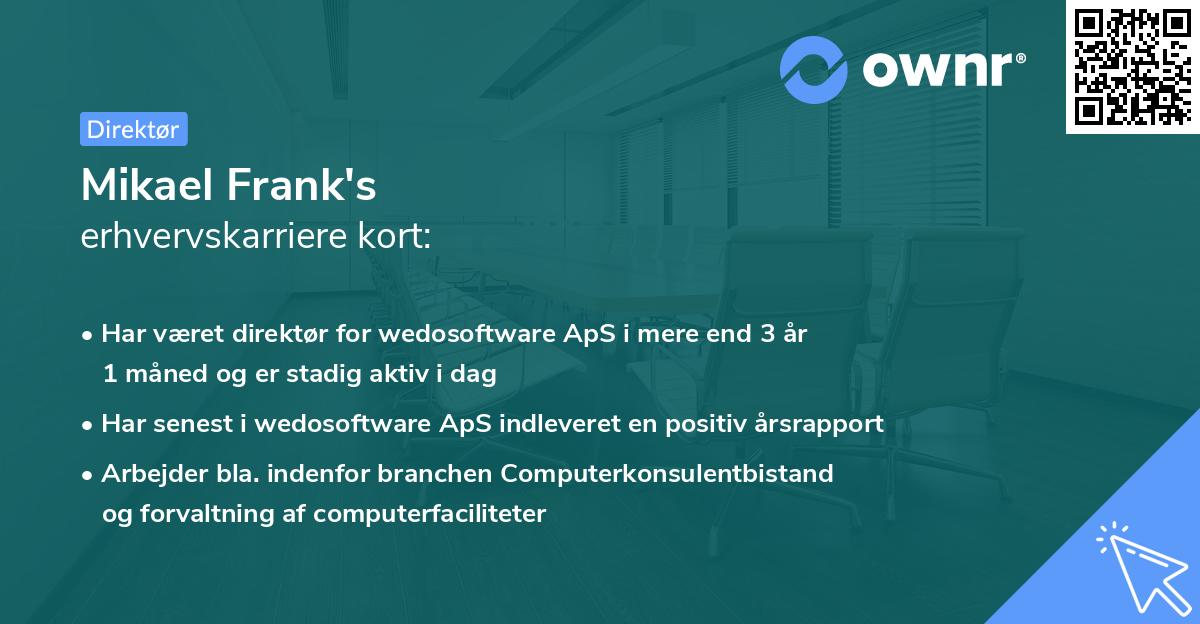 Mikael Frank's erhvervskarriere kort