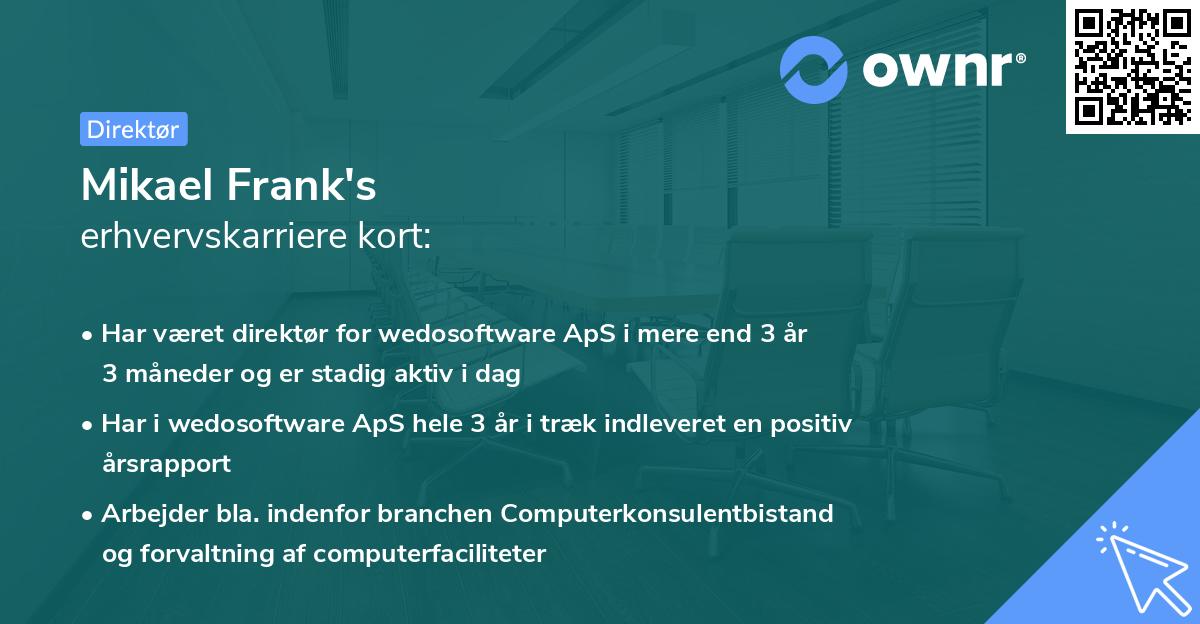 Mikael Frank's erhvervskarriere kort