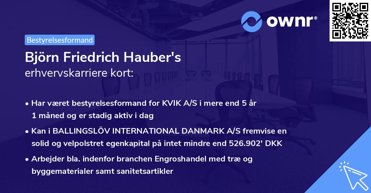 Björn Friedrich Hauber's erhvervskarriere kort