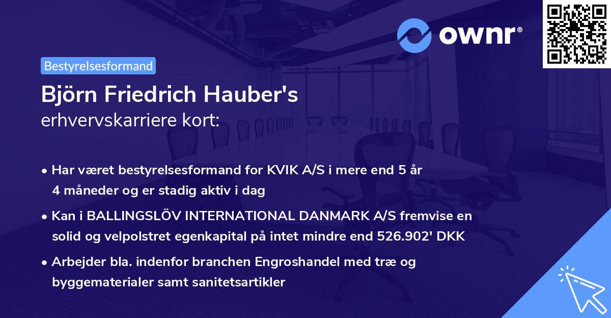 Björn Friedrich Hauber's erhvervskarriere kort