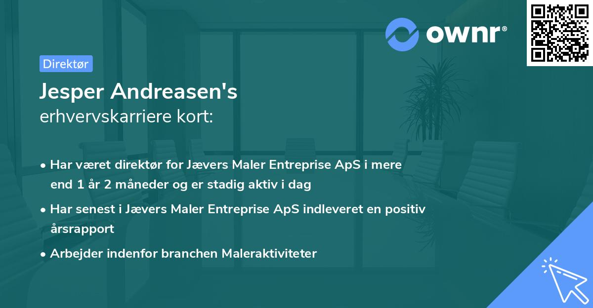 Jesper Andreasen's erhvervskarriere kort
