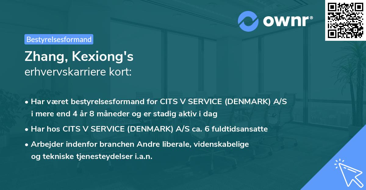 Zhang, Kexiong's erhvervskarriere kort