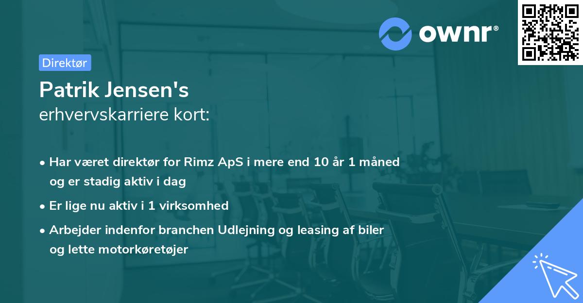 Patrik Jensen's erhvervskarriere kort