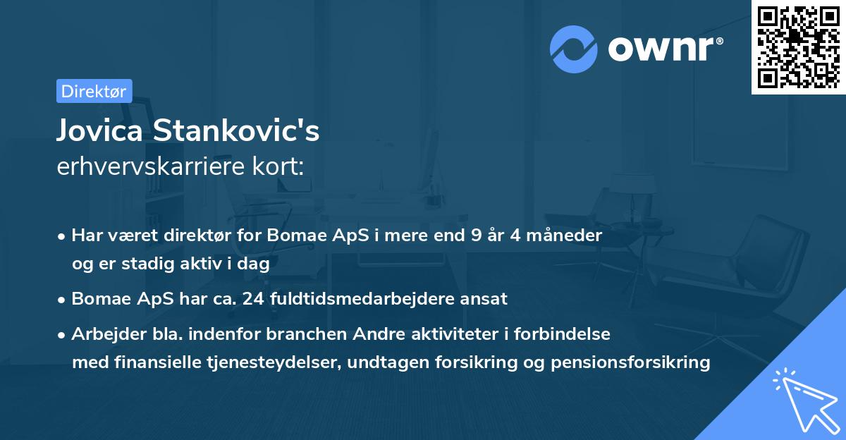 Jovica Stankovic's erhvervskarriere kort
