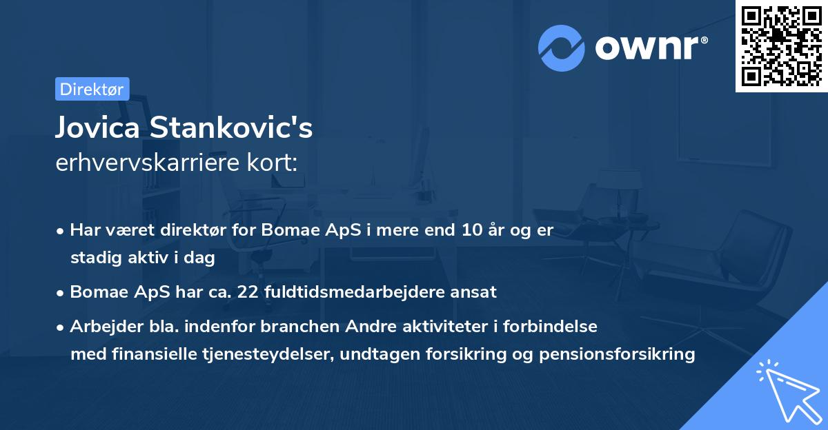 Jovica Stankovic's erhvervskarriere kort