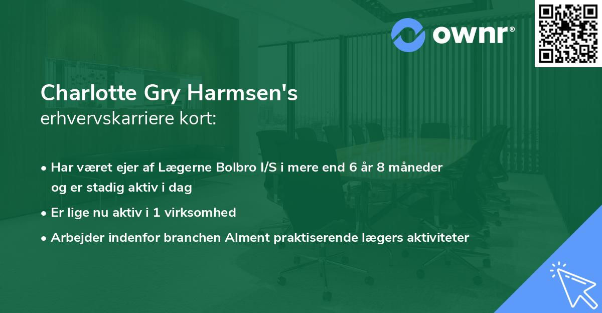 Charlotte Gry Harmsen's erhvervskarriere kort