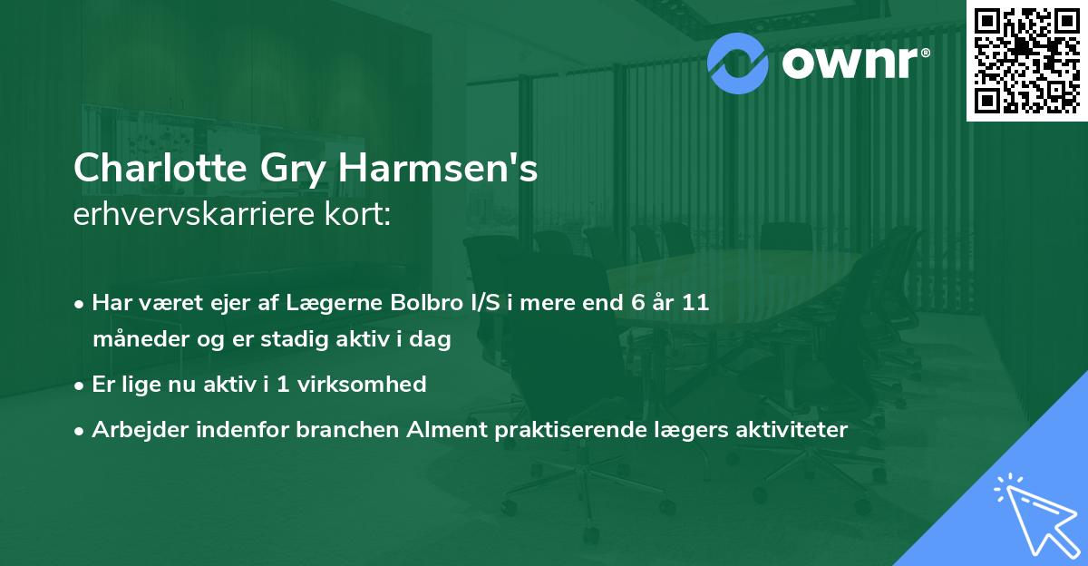 Charlotte Gry Harmsen's erhvervskarriere kort