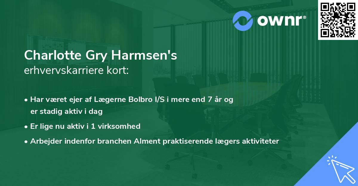 Charlotte Gry Harmsen's erhvervskarriere kort