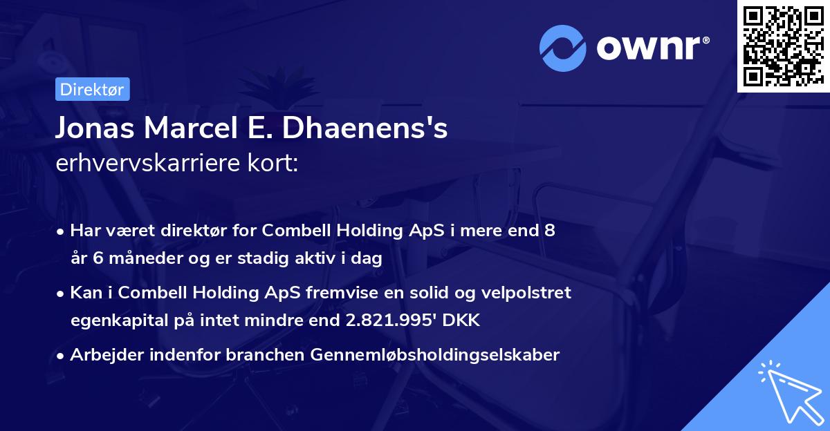 Jonas Marcel E. Dhaenens's erhvervskarriere kort