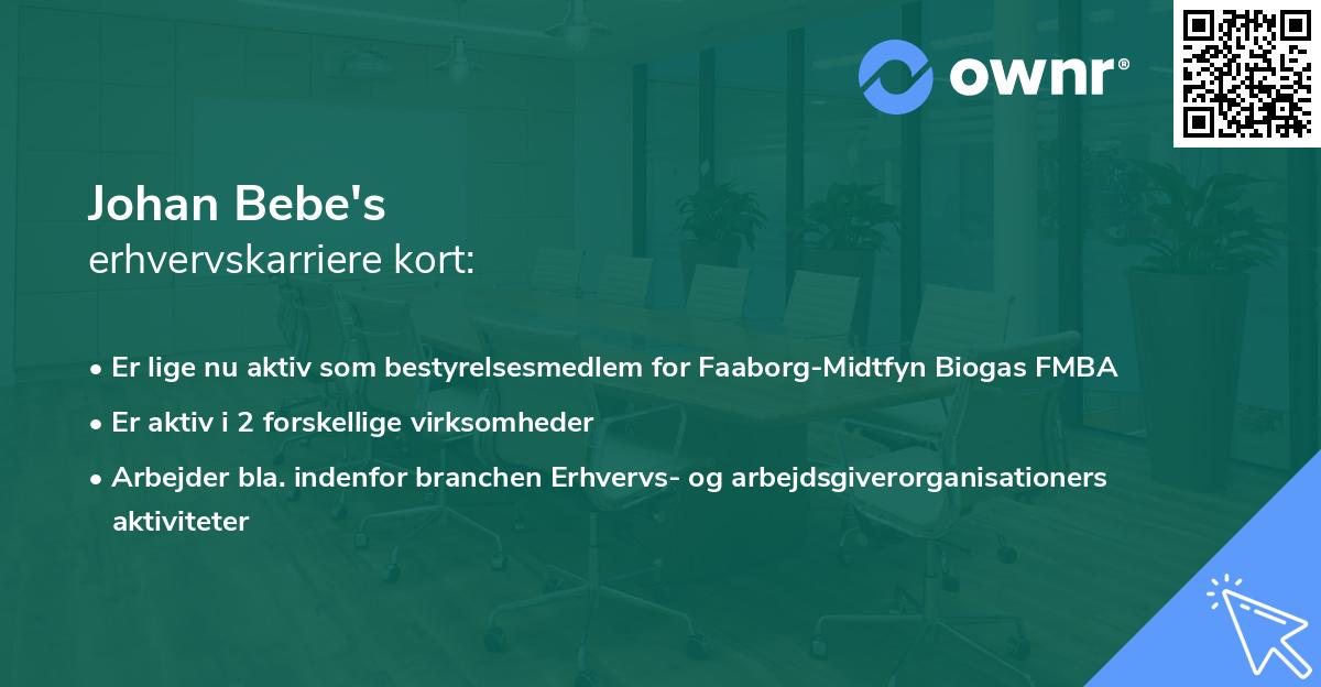 Johan Bebe's erhvervskarriere kort
