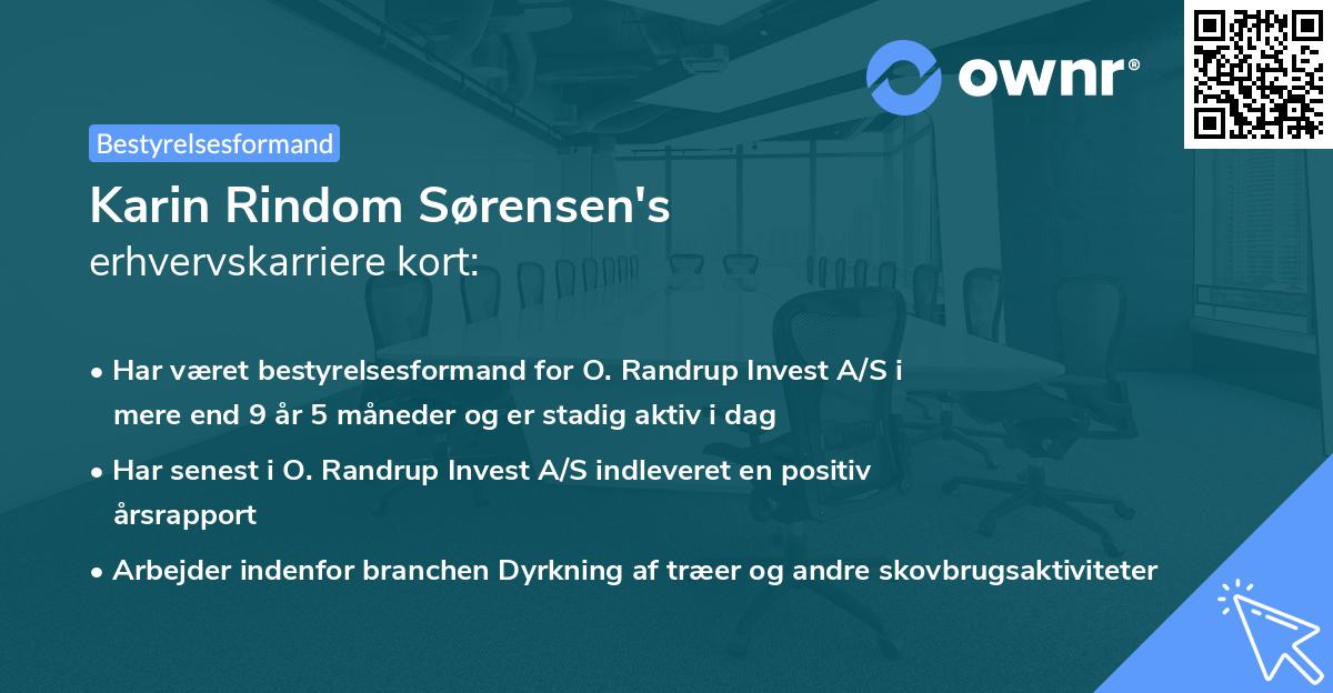Karin Rindom Sørensen's erhvervskarriere kort