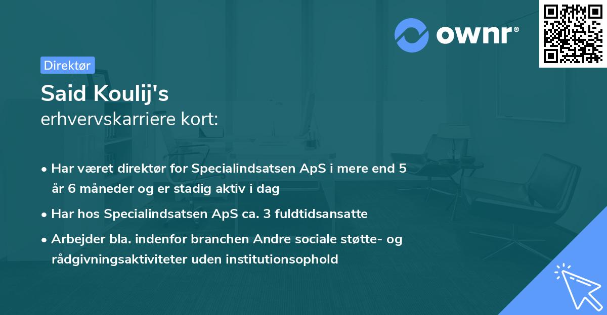 Said Koulij's erhvervskarriere kort