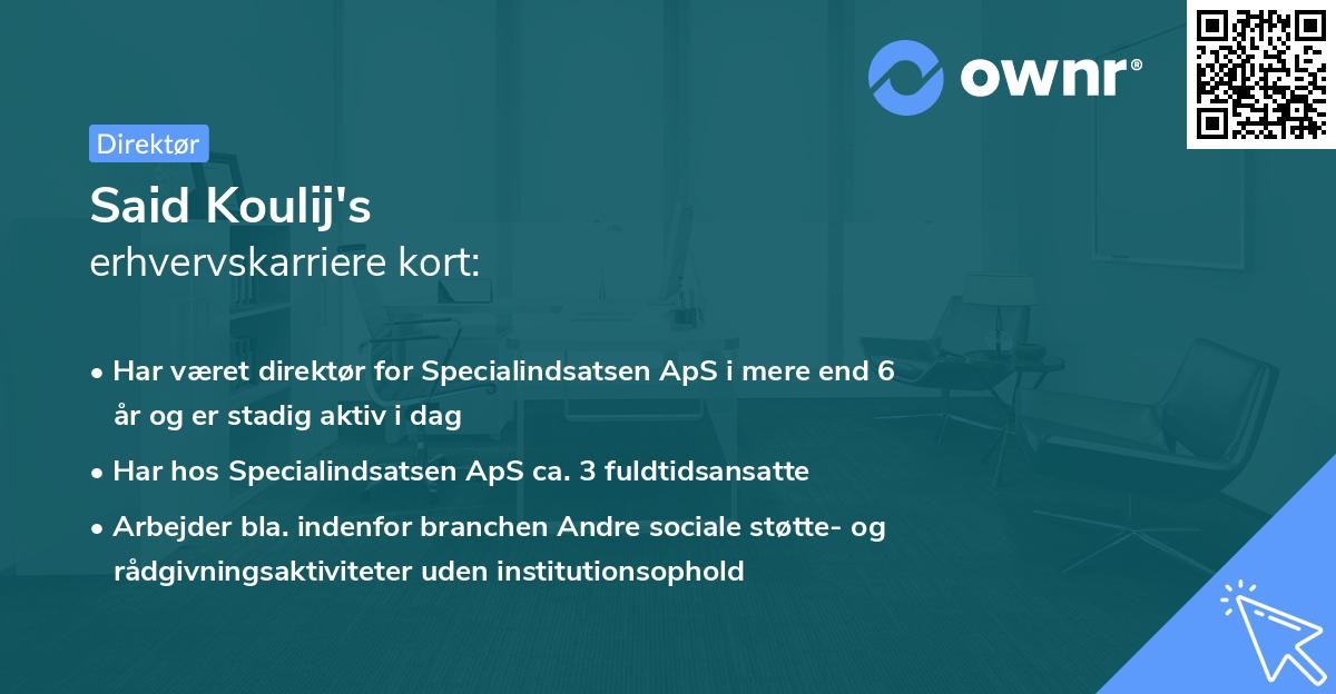Said Koulij's erhvervskarriere kort