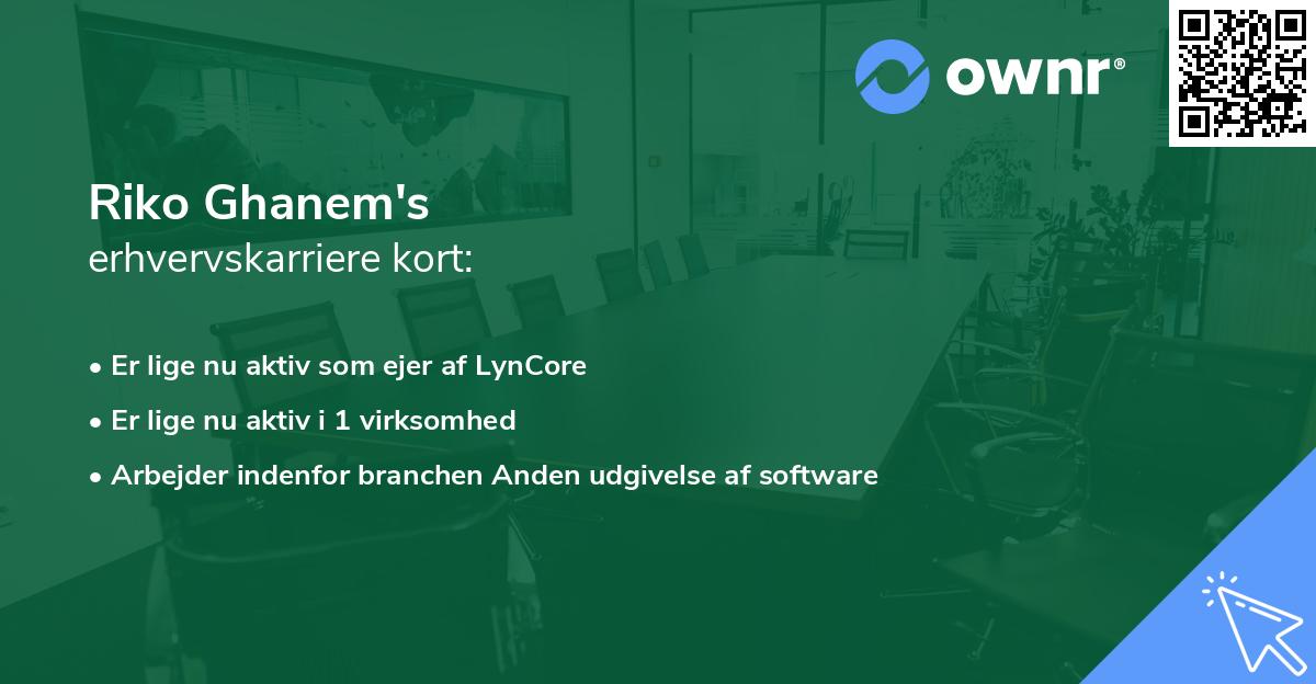 Riko Ghanem's erhvervskarriere kort