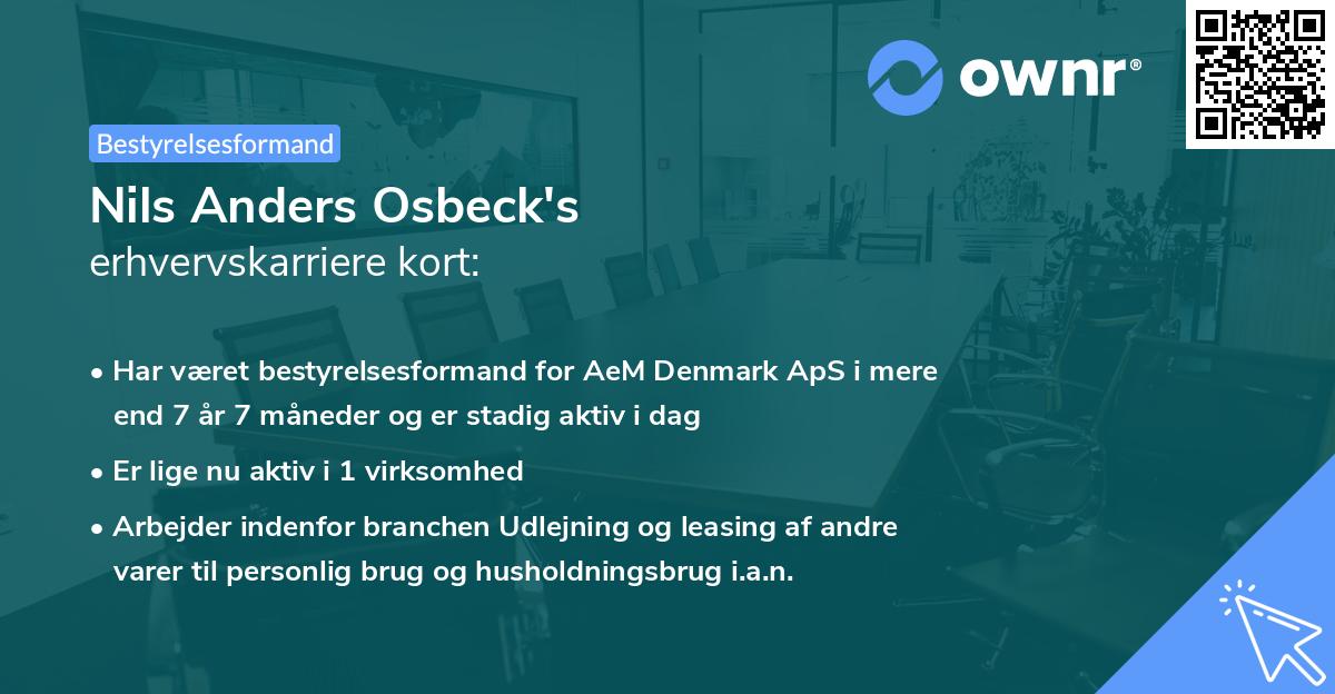 Nils Anders Osbeck's erhvervskarriere kort