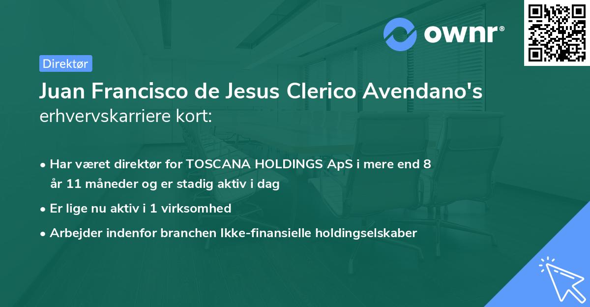 Juan Francisco de Jesus Clerico Avendano's erhvervskarriere kort
