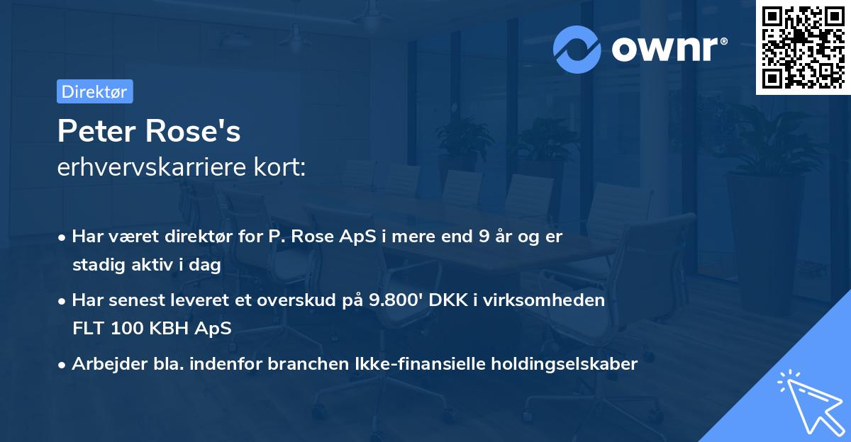 Peter Rose's erhvervskarriere kort