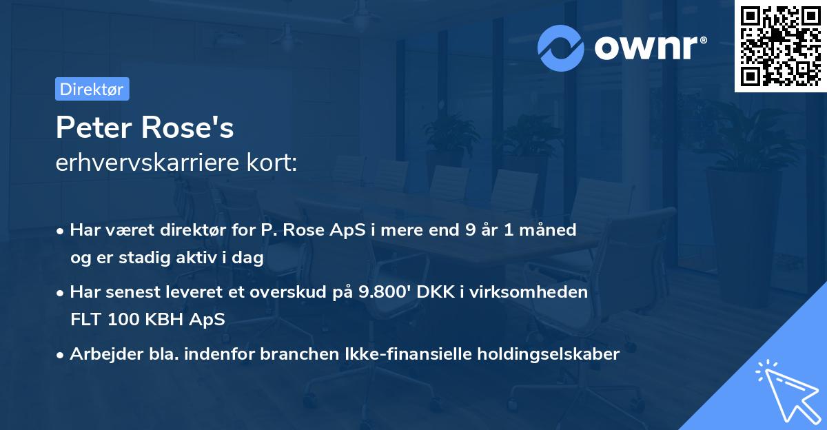 Peter Rose's erhvervskarriere kort