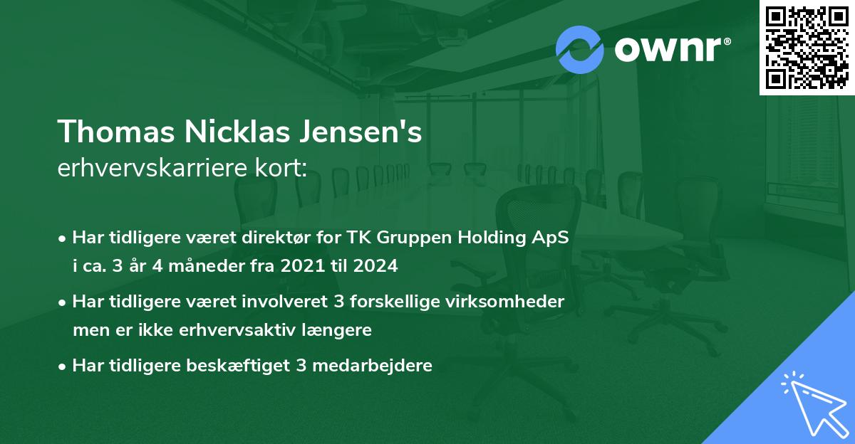 Thomas Nicklas Jensen's erhvervskarriere kort