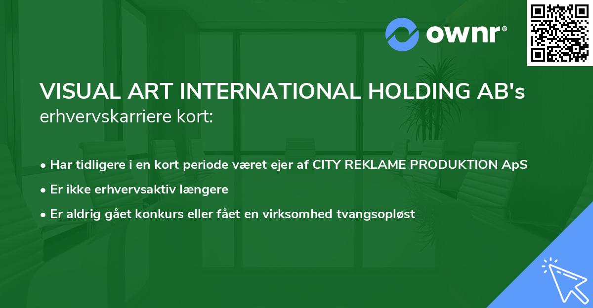 VISUAL ART INTERNATIONAL HOLDING AB's erhvervskarriere kort