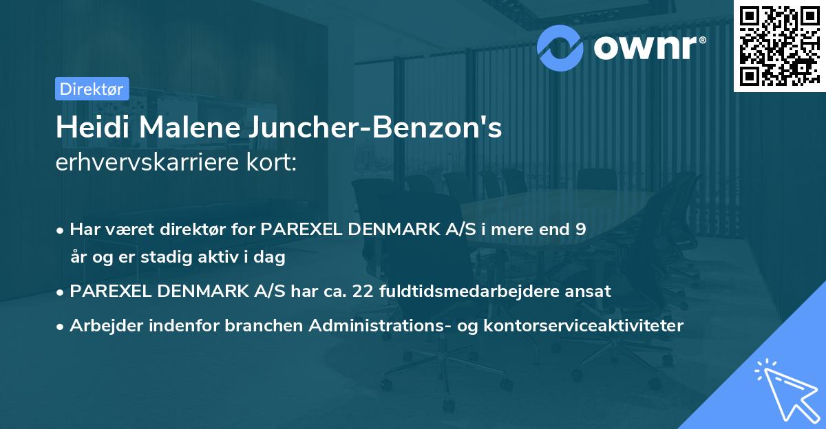 Heidi Malene Juncher-Benzon's erhvervskarriere kort
