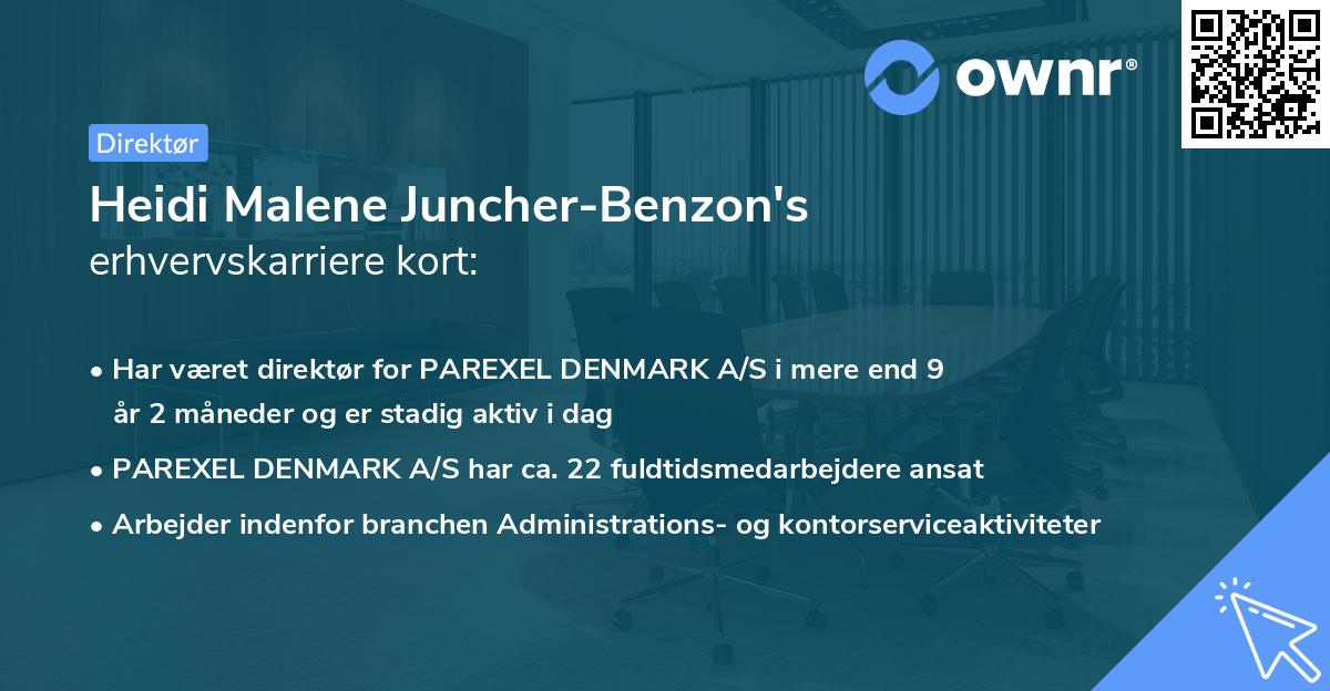 Heidi Malene Juncher-Benzon's erhvervskarriere kort