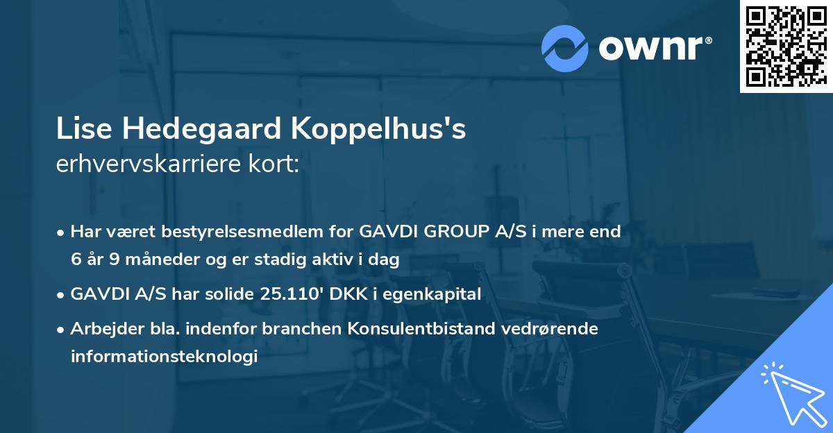 Lise Hedegaard Koppelhus's erhvervskarriere kort