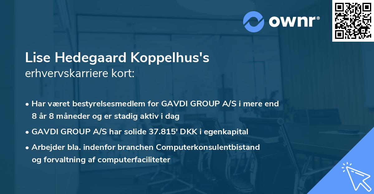 Lise Hedegaard Koppelhus's erhvervskarriere kort
