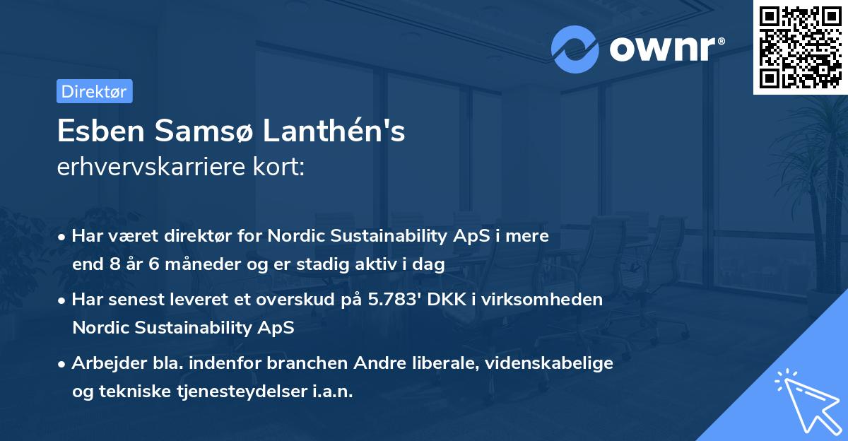 Esben Samsø Lanthén's erhvervskarriere kort