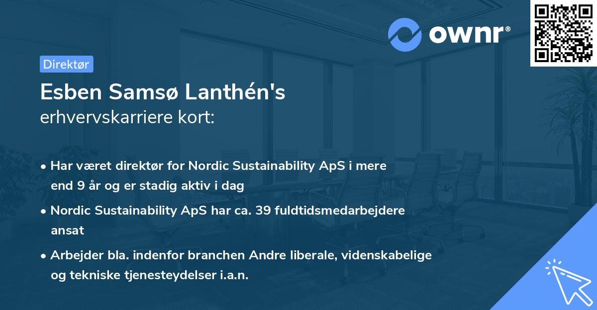 Esben Samsø Lanthén's erhvervskarriere kort