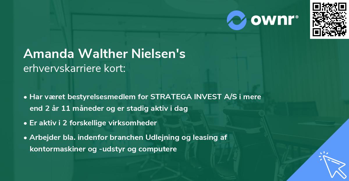 Amanda Walther Nielsen's erhvervskarriere kort