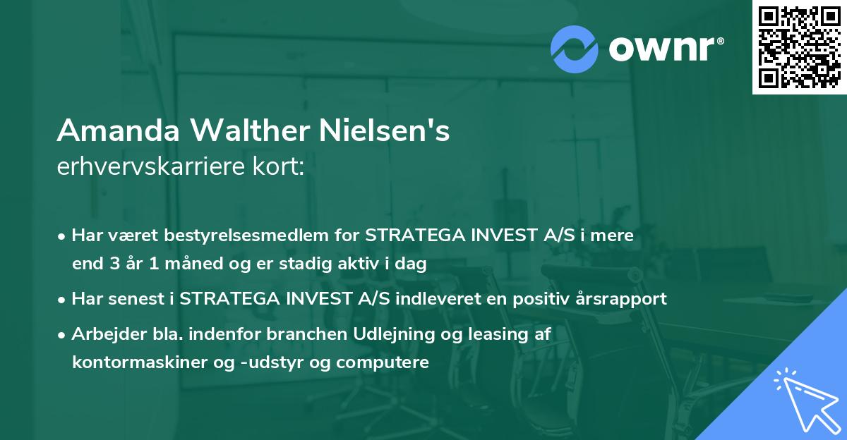 Amanda Walther Nielsen's erhvervskarriere kort